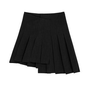 [EAM] High Waist Black Asymmetrical Pleated Temperament Half-body Skirt Women Fashion Tide New Spring Autumn 2020 1S614