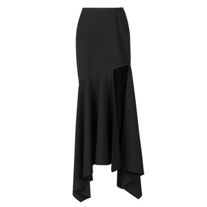 [EAM] High Waist Black Irregular Ruffles Long Temperament Half-body Skirt Women Fashion Tide New Spring Autumn 2020 1T613