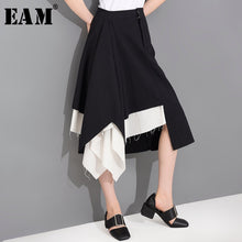 Load image into Gallery viewer, [EAM] High Waist Black White Irregular Burr Split Joint Half-body Skirt Women Fashion Tide New Spring Summer  2020 1T66601
