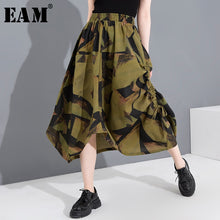 Load image into Gallery viewer, [EAM] High Elastic Waist Drawstring Pattern Printed Asymmetrical Half-body Skirt Women Fashion New Spring Autumn 2020 1T16706
