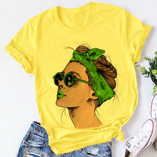 Load image into Gallery viewer, Yellow Plus Size T-shirt Women Summer Vogue Print Lady Casual T Shirt Tops Harajuku Streetwear Short Sleeve O-Neck Tees Tshirt