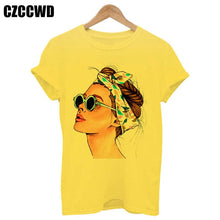 Load image into Gallery viewer, Yellow Plus Size T-shirt Women Summer Vogue Print Lady Casual T Shirt Tops Harajuku Streetwear Short Sleeve O-Neck Tees Tshirt
