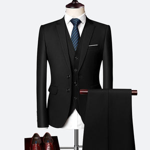 Wonderful Groom Male Wedding Prom Suit Green Slim Fit Tuxedo Men Formal Business Work Wear Suits 3Pcs Set (Jacket+Pants+Vest)