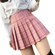 Load image into Gallery viewer, XS-2XL summer plaid skirt female 2020 high waist chic stitching student pleated skirts female cute sweet girls dance skirt