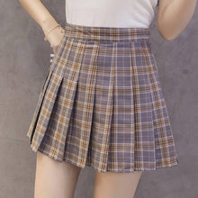 Load image into Gallery viewer, XS-2XL summer plaid skirt female 2020 high waist chic stitching student pleated skirts female cute sweet girls dance skirt
