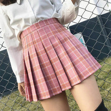 Load image into Gallery viewer, XS-2XL summer plaid skirt female 2020 high waist chic stitching student pleated skirts female cute sweet girls dance skirt