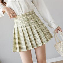 Load image into Gallery viewer, XS-2XL summer plaid skirt female 2020 high waist chic stitching student pleated skirts female cute sweet girls dance skirt