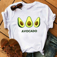 Load image into Gallery viewer, women's T-shirts Kawaii Cartoon Avocado Short Sleeve harajuku T-shirt Women Casual Avocado 90s Graphic Tops female T-shirt Tops