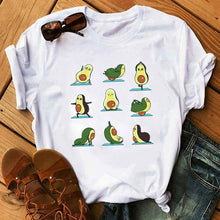 Load image into Gallery viewer, women's T-shirts Kawaii Cartoon Avocado Short Sleeve harajuku T-shirt Women Casual Avocado 90s Graphic Tops female T-shirt Tops