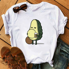 Load image into Gallery viewer, women's T-shirts Kawaii Cartoon Avocado Short Sleeve harajuku T-shirt Women Casual Avocado 90s Graphic Tops female T-shirt Tops