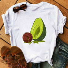 Load image into Gallery viewer, women&#39;s T-shirts Kawaii Cartoon Avocado Short Sleeve harajuku T-shirt Women Casual Avocado 90s Graphic Tops female T-shirt Tops
