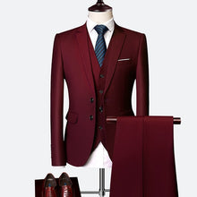 Load image into Gallery viewer, Wonderful Groom Male Wedding Prom Suit Green Slim Fit Tuxedo Men Formal Business Work Wear Suits 3Pcs Set (Jacket+Pants+Vest)
