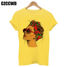 Load image into Gallery viewer, Yellow Plus Size T-shirt Women Summer Vogue Print Lady Casual T Shirt Tops Harajuku Streetwear Short Sleeve O-Neck Tees Tshirt
