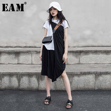 Load image into Gallery viewer, [EAM] High Waist Black Irregular Split Joint Two Ways Wear Half-body Skirt Women Fashion Tide New Spring Summer 2020 JW535
