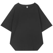 Load image into Gallery viewer, [EAM] Women Black Hem Vent Big Size T-shirt New Round Neck Three-quarter Sleeve  Fashion Tide  Spring Autumn 2020 19A-a628
