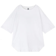 Load image into Gallery viewer, [EAM] Women Black Hem Vent Big Size T-shirt New Round Neck Three-quarter Sleeve  Fashion Tide  Spring Autumn 2020 19A-a628
