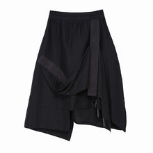 Load image into Gallery viewer, [EAM] High Elastic Waist Black Irregular Split Joint Ribbon Half-body Skirt Women Fashion Tide New Spring Autumn 2020 1W573
