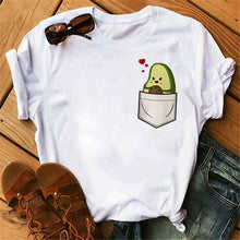 Load image into Gallery viewer, women's T-shirts Kawaii Cartoon Avocado Short Sleeve harajuku T-shirt Women Casual Avocado 90s Graphic Tops female T-shirt Tops
