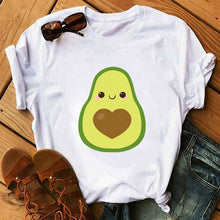 Load image into Gallery viewer, women's T-shirts Kawaii Cartoon Avocado Short Sleeve harajuku T-shirt Women Casual Avocado 90s Graphic Tops female T-shirt Tops
