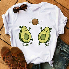 Load image into Gallery viewer, women's T-shirts Kawaii Cartoon Avocado Short Sleeve harajuku T-shirt Women Casual Avocado 90s Graphic Tops female T-shirt Tops
