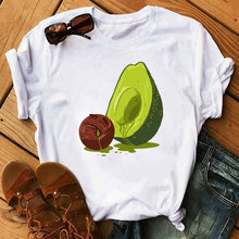 Load image into Gallery viewer, women's T-shirts Kawaii Cartoon Avocado Short Sleeve harajuku T-shirt Women Casual Avocado 90s Graphic Tops female T-shirt Tops
