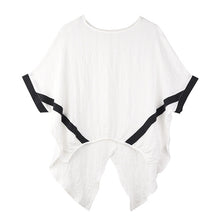 Load image into Gallery viewer, [EAM] Women White Split Joint Irregular Big Size T-shirt New Round Neck Half Sleeve  Fashion Tide  Spring Summer 2020 1U03700

